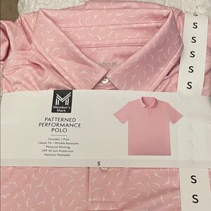 Member's Mark Men’s Pink Patterned Performance Polo Shirt Size Small